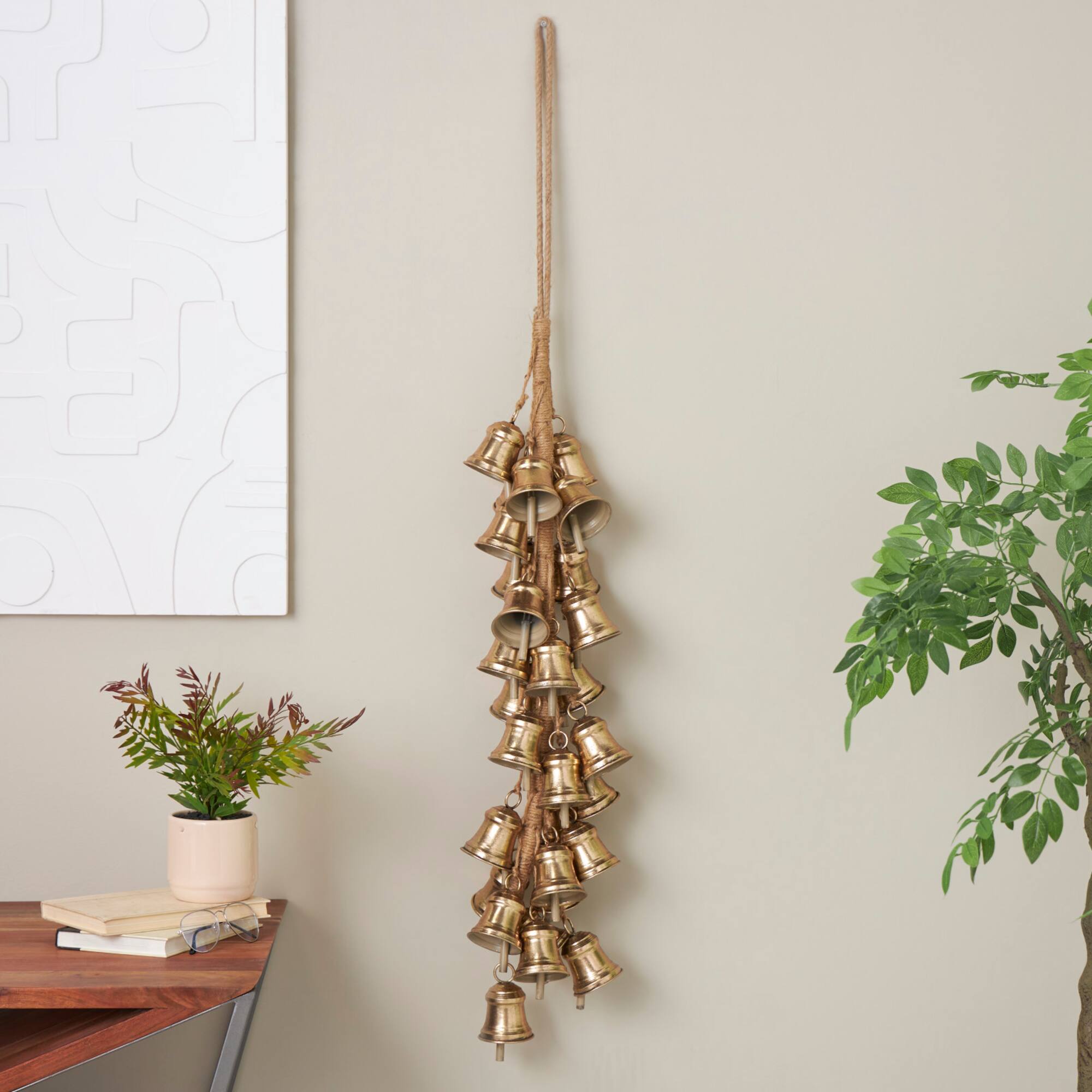 47" Gold Metal Cascading Cluster Decorative Bells